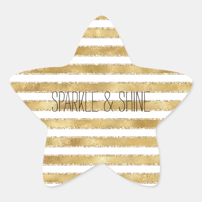 Adesivo Estrela Glitzy Dourado Glama Branco Glitter Strips (Frente)