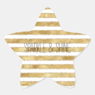 Adesivo Estrela Glitzy Dourado Glama Branco Glitter Strips