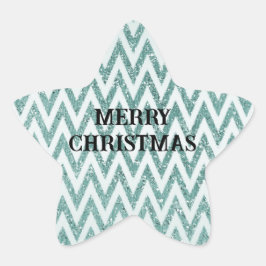 Adesivo Estrela Glitzy Green White Chevron Strips Natal