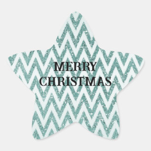 Adesivo Estrela Glitzy Green White Chevron Strips Natal