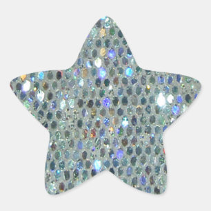 Adesivo Estrela Glitzy Sparkly Silver Glitter Bling