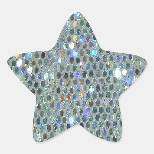 Adesivo Estrela Glitzy Sparkly Silver Glitter Bling (Frente)