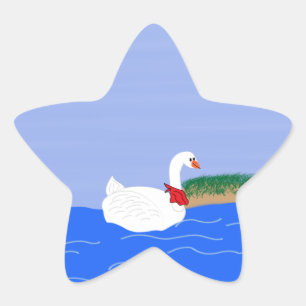 Adesivo Estrela Goose White em Lake Cartoon Art