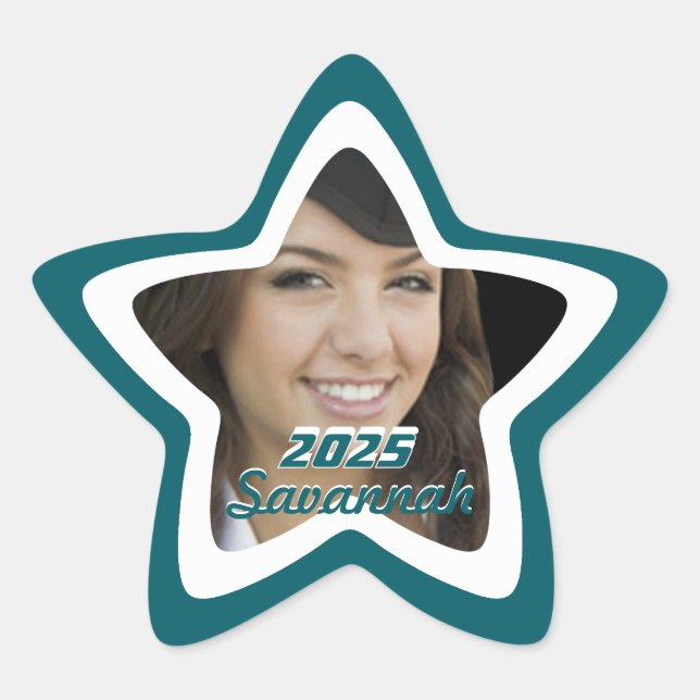 Adesivo Estrela Graduação em Teal ou 16 Fotografias-Stickers Doce (Frente)