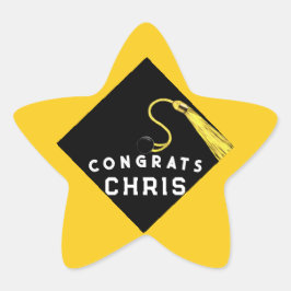 Adesivo Estrela Graduação Parabéns Amarelo