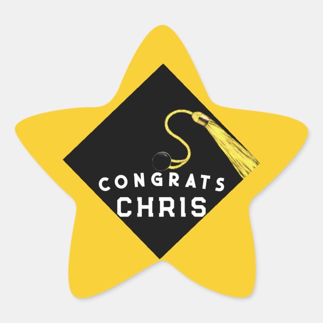 Adesivo Estrela Graduação Parabéns Amarelo (Frente)