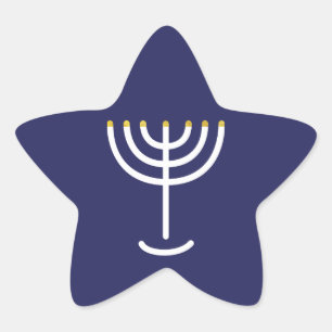 Adesivo Estrela Gráfico Dourado do Marinho Branco Moderno Menorah