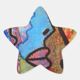 Adesivo Estrela Grafite Abstrato colorido
