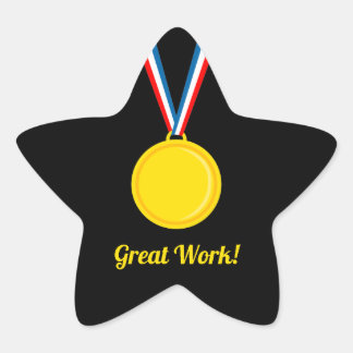 Adesivo Estrela Grande Medalha de Ouro de Trabalho Prêmio Escolar