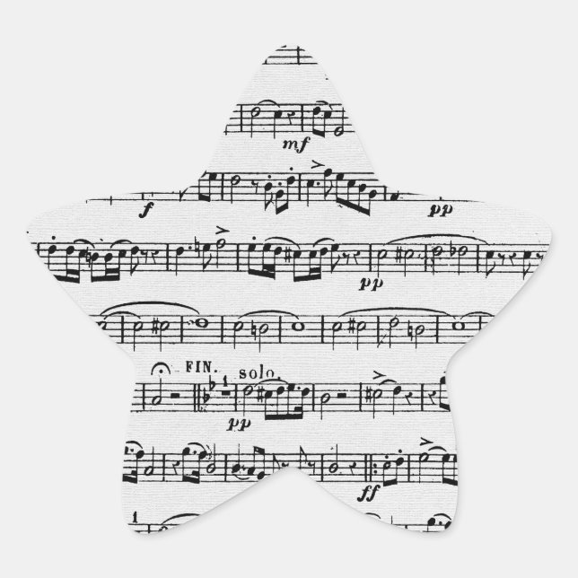 Adesivo Estrela Graphic Sheet Music design (Frente)