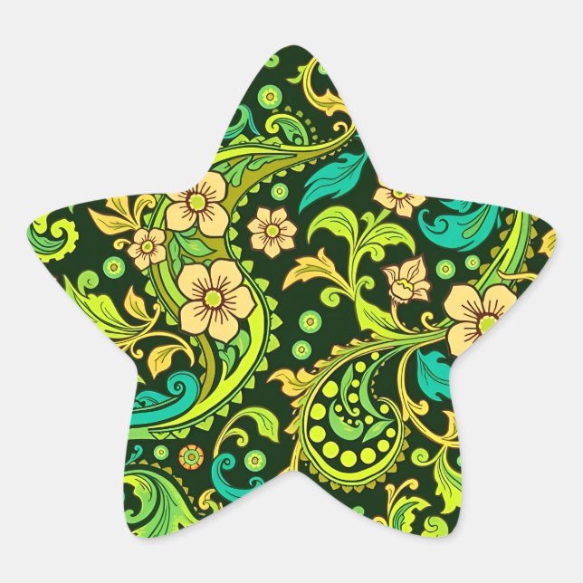 Adesivo Estrela Green Paisley Pattern (Frente)