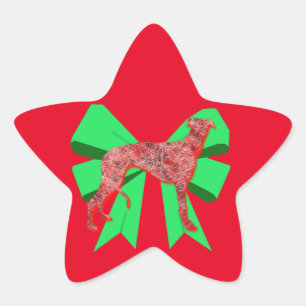 Adesivo Estrela Greyhound Dog Silhouette Red & Green Arco Natal