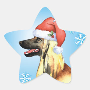 Adesivo Estrela Happy Howliday Afghan Hound