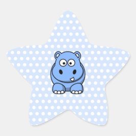Adesivo Estrela Hipopótamo Azul Fofo