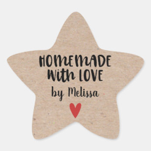 Adesivo Estrela Homemade Com Amor Kraft Personalizado
