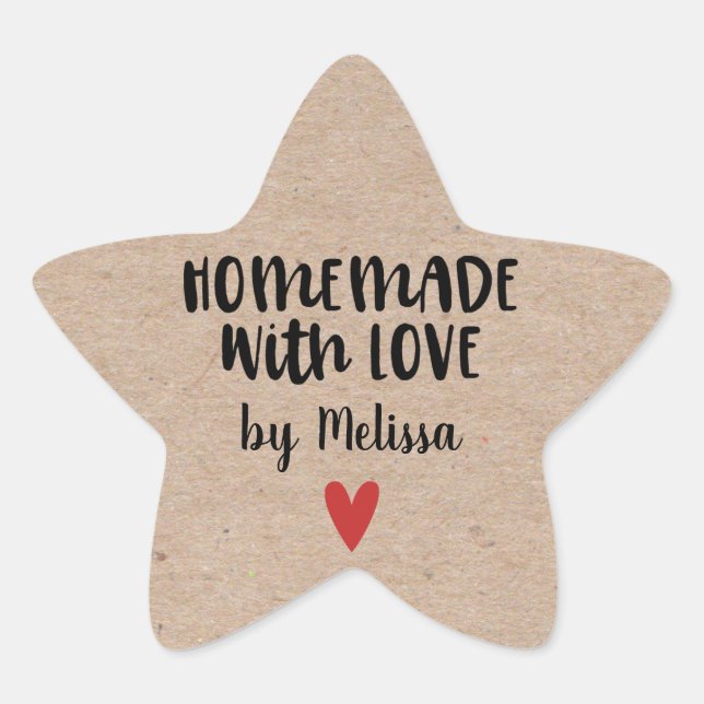 Adesivo Estrela Homemade Com Amor Kraft Personalizado (Frente)