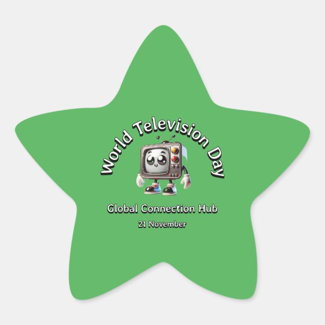 Adesivo Estrela Hub de Conexão Global. Dia Mundial da Televisão. (Frente)