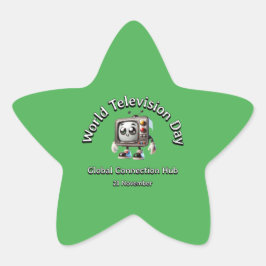 Adesivo Estrela Hub de Conexão Global. Dia Mundial da Televisão.