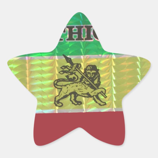 Adesivo Estrela I Love Heart Etiópia: Flag Art Motif (Frente)