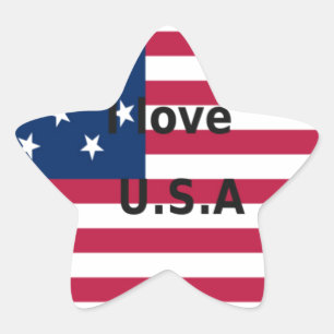 Adesivo Estrela I Love U.S.A Swirl: Patriotic Heart Art Impressão