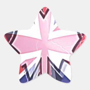 Adesivo Estrela "I Love UK" Art Impressão