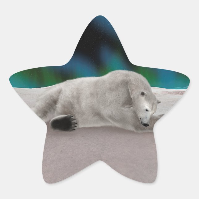 Adesivo Estrela Ilustração Pacífica de Urso Polar na Natureza Árti (Frente)