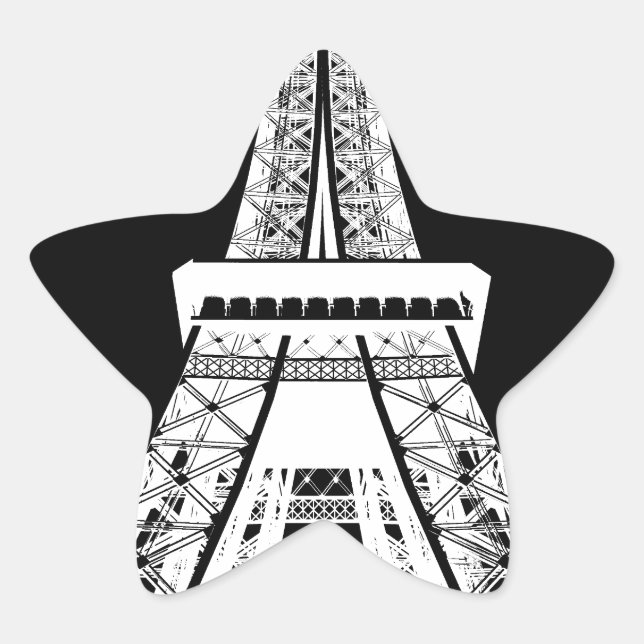 Adesivo Estrela Imagem Branca em Torre Eiffel (Frente)
