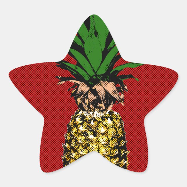 Adesivo Estrela Imagem de Newsprint do Pineapple (Frente)