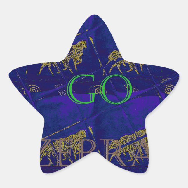 Adesivo Estrela Impressão Abstrato "Vamos Ir Zebra" azul francês (Frente)