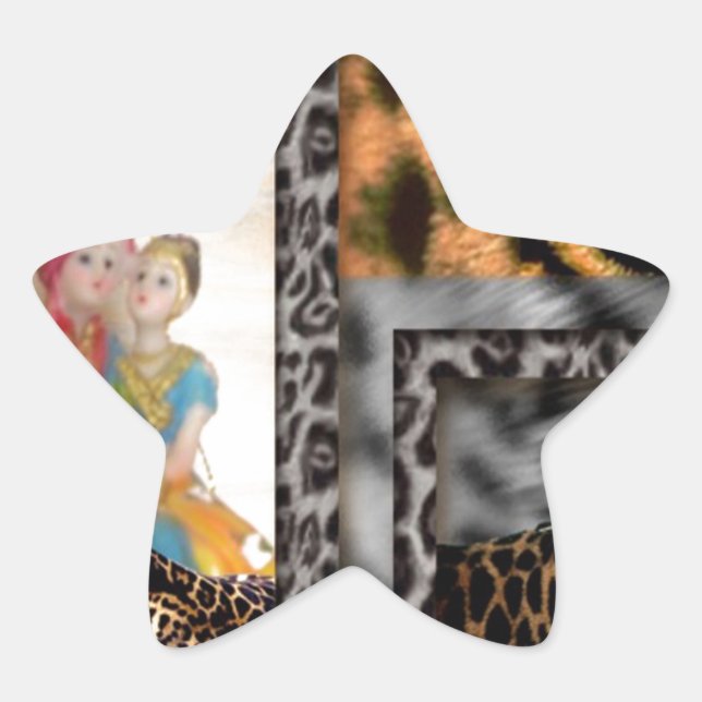 Adesivo Estrela Impressão artística de Tigre & Casal (Frente)