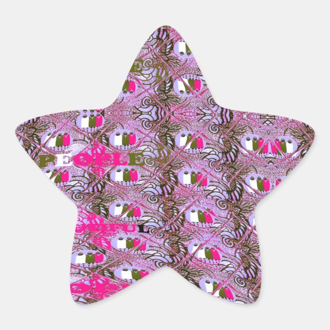 Adesivo Estrela Impressão de Abstrato de padrão denso e intuitivo (Frente)