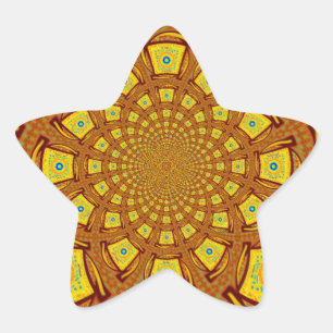 Adesivo Estrela Impressão de Arte Caleidoscópio Dourado