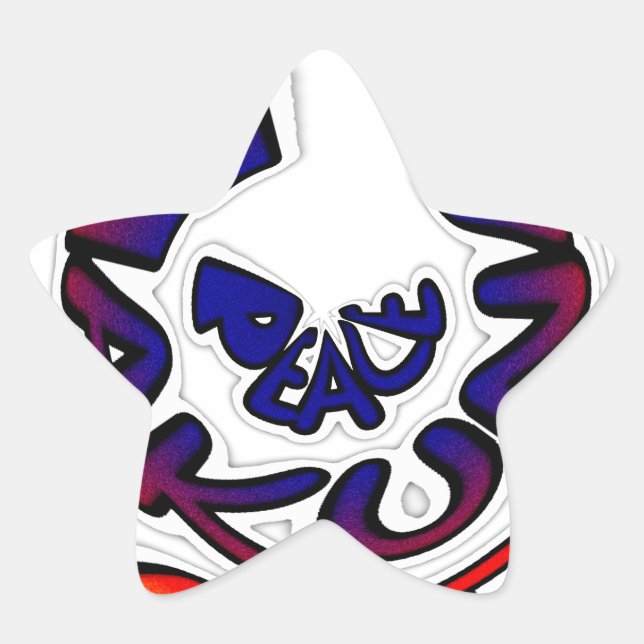 Adesivo Estrela impressão de Arte Circular "Peace Hakuna Matata" (Frente)