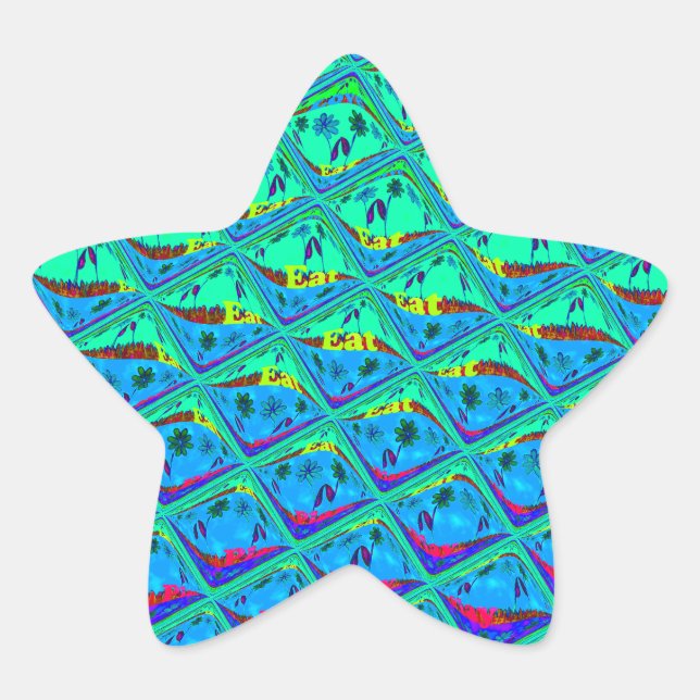 Adesivo Estrela Impressão de Arte de Motif Azul Italiano (Frente)