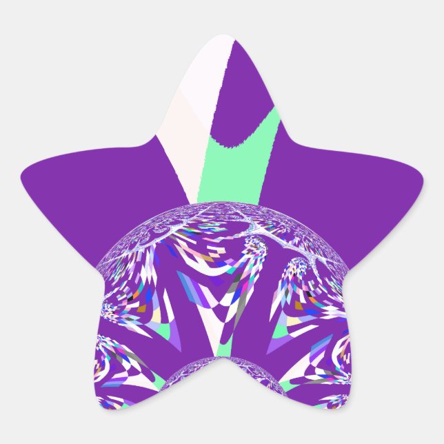 Adesivo Estrela Impressão de Arte do Caleidoscópio Ciano Azul Retr (Frente)
