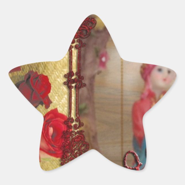 Adesivo Estrela Impressão de Arte Gráfica Doll de Casamento (Frente)