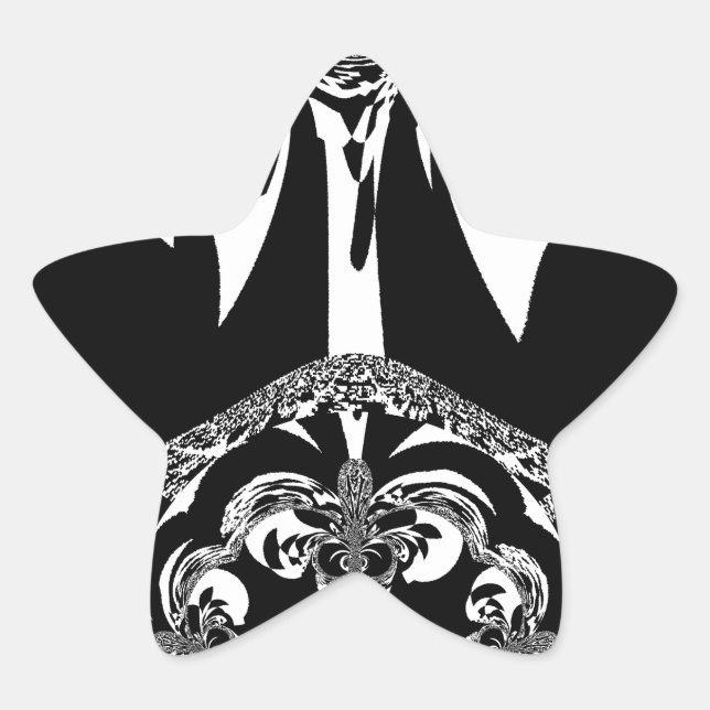 Adesivo Estrela Impressão de Arte Negra e Branca Africano (Frente)