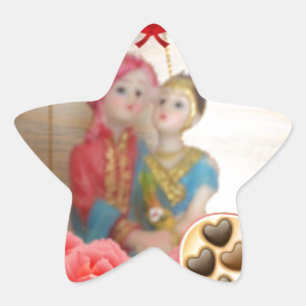 Adesivo Estrela Impressão de Arte Romântica do Coração do Amor