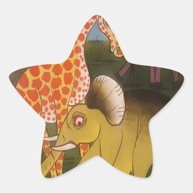 Adesivo Estrela Impressão de Arte Tripartida Africana (Frente)