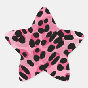 Adesivo Estrela Impressão de Guepardo Rosa RAB Rockabilly