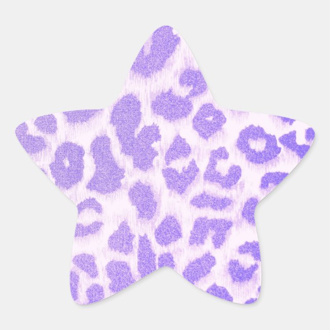 Adesivo Estrela Impressão de Leopardo Roxo e Branco (Frente)