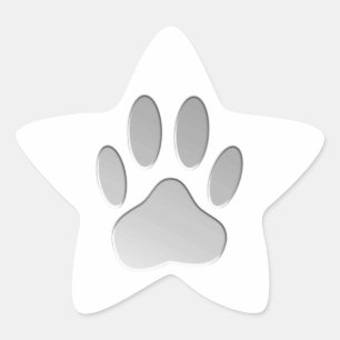 Adesivo Estrela Impressão de Pata de Cão com Aspecto Metálico
