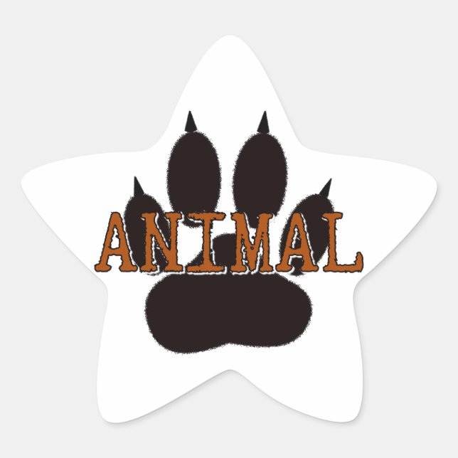Adesivo Estrela Impressão de Paw Animal Preto (Frente)