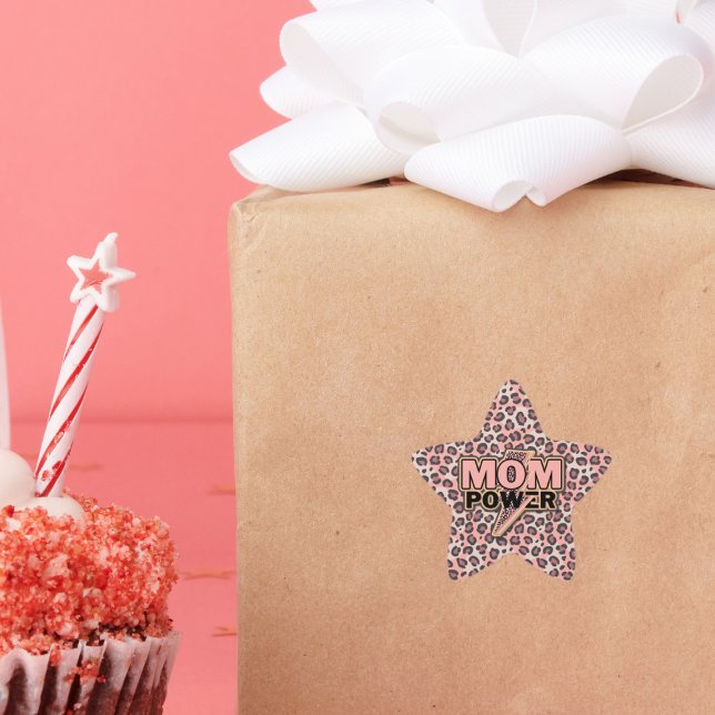 Adesivo Estrela Impressão do Leopardo Rosa de Energia da Mãe (Criador carregado)