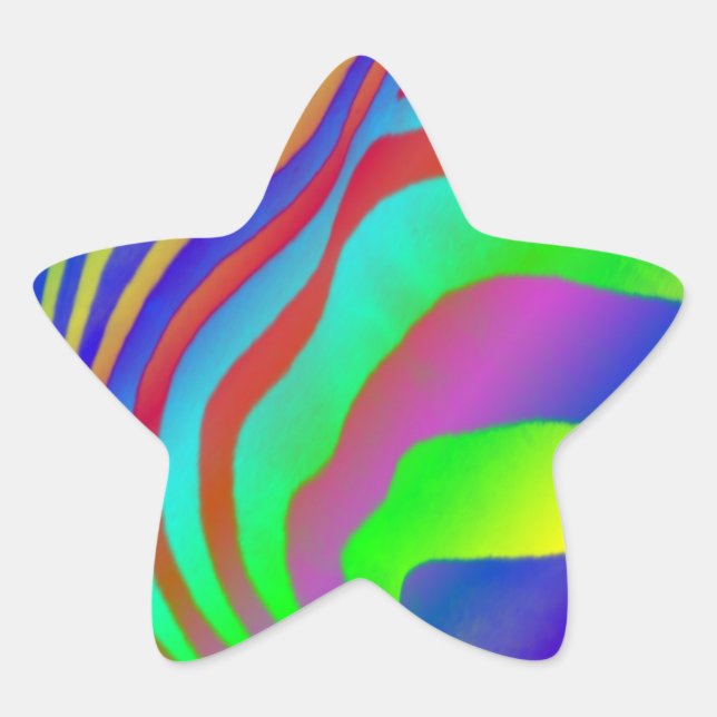 Adesivo Estrela Impressão do Rainbow Zebra (Frente)
