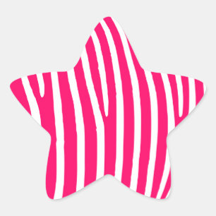 Adesivo Estrela Impressão em Zebra Branca e Rosa