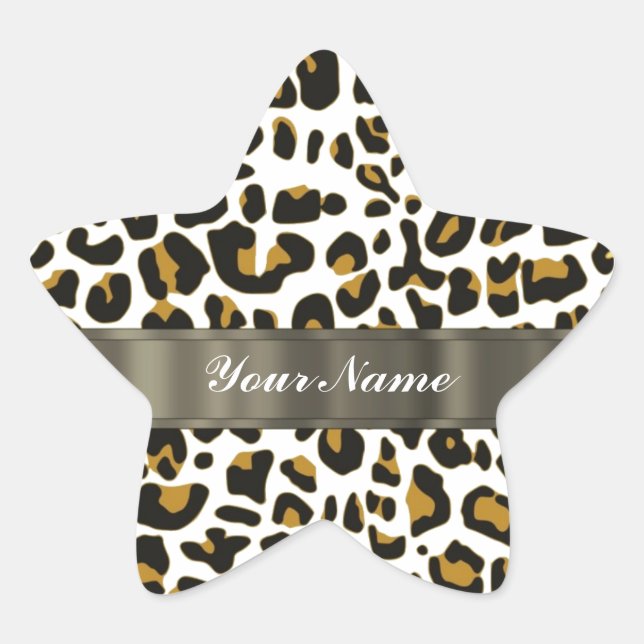 Adesivo Estrela impressão leopardo (Frente)
