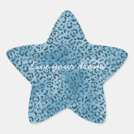 Adesivo Estrela Impressão Leopardo Azul Turquesa