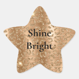 Adesivo Estrela Impressão Leopardo com Glitter Dourada