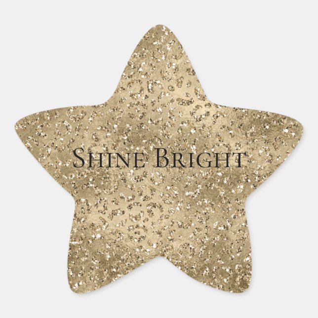 Adesivo Estrela Impressão Leopardo Glitzy Glitzy Dourada (Frente)